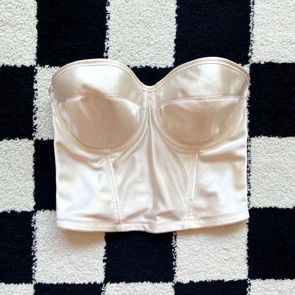 Vintage White Satin Bustier Corset Top 36C